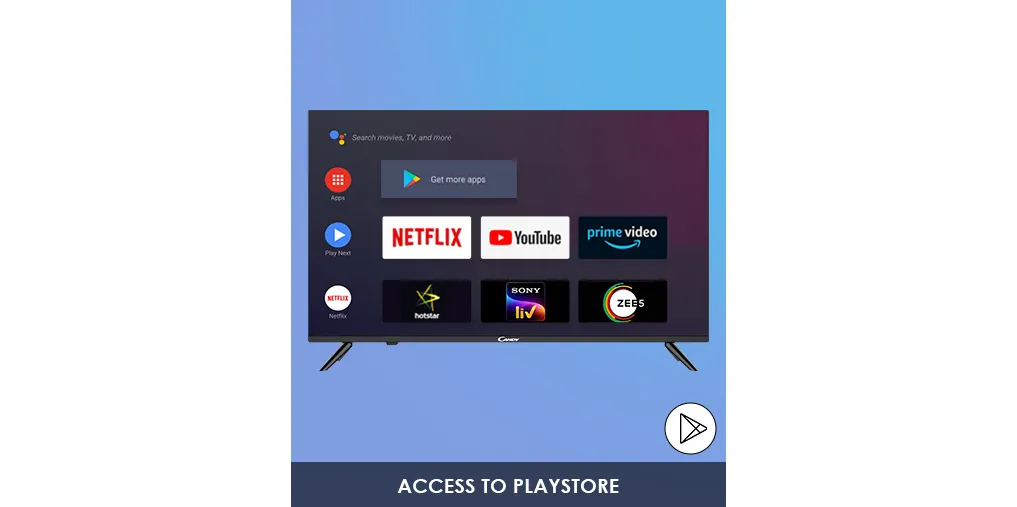 Acess to Playstore -Easy to access playstore- Candy 32 inch TV